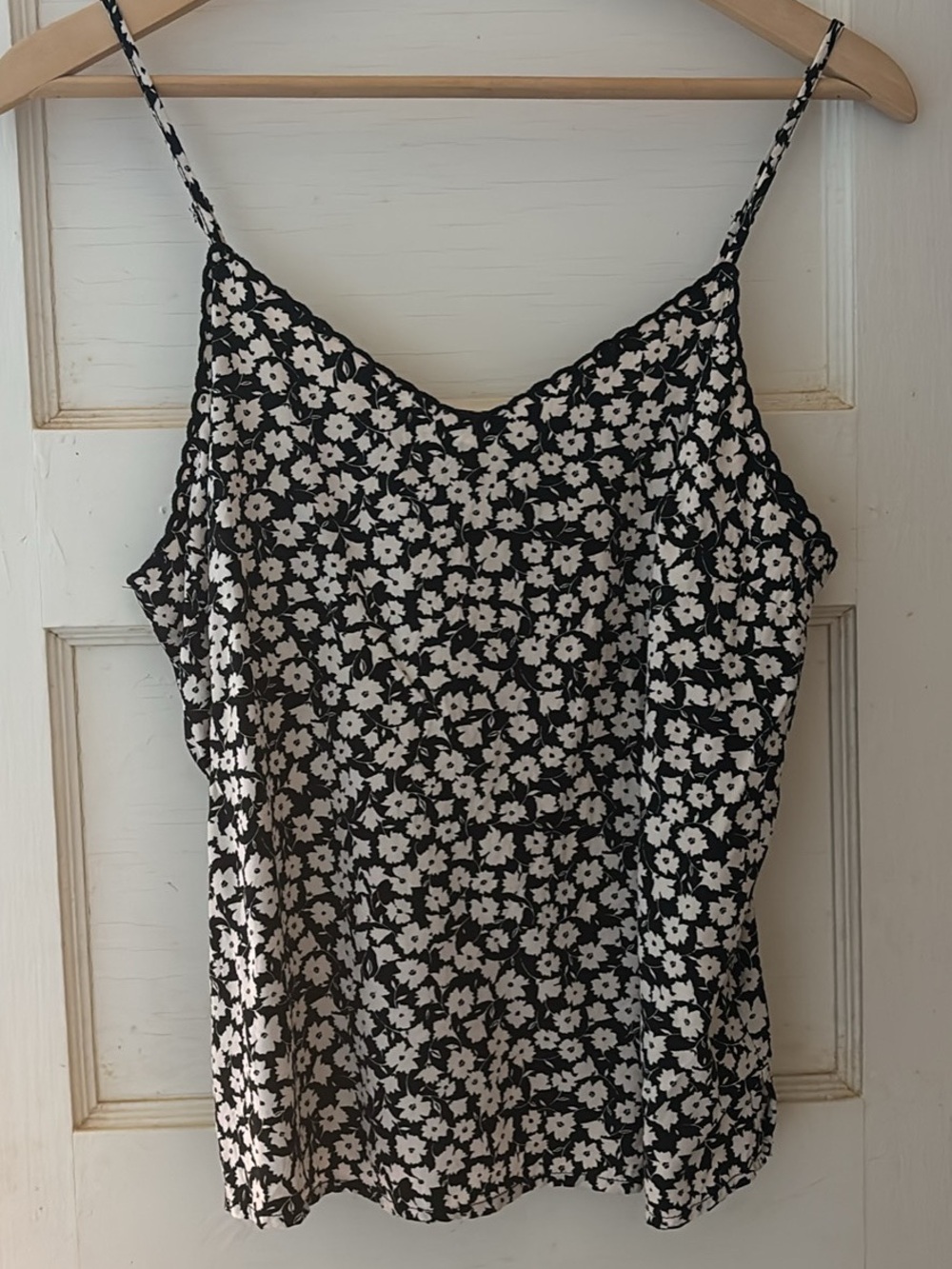 Black and Cream Floral Spaghetti Strap Cami Top